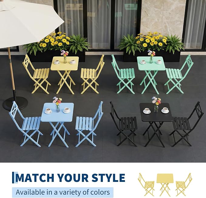 GarveeLife 3 Piece Outdoor Bistro Set, All Metal Patio Table and Chairs Set - Image 6