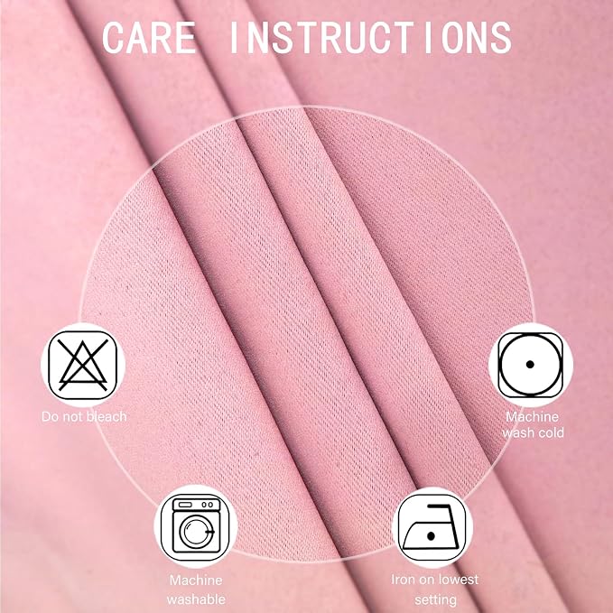 Pink Thermal Blackout Curtains/38 x 84 Inch/Set of 2 Panels Room Darkening - Image 4