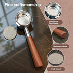 54 mm Bottomless Portafilter Compatible with Breville Barista Express Machines 3 Ears Espresso Portafilter with Puck Screen,Stainless Steel Porta filter, Rosewood Handle