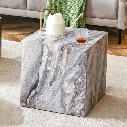Side Table, End Table Living Room Table, Modern Sofa Couch Table, Faux Marble by BAOPIN