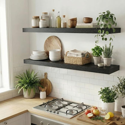 Dreamland 48 inch Floating Shelves, Rustic Wood Floating Wall Shelf - Image 2