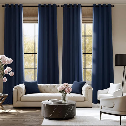 NICETOWN Room Darkening Draperies Curtains Panels, 2 Panels Navy Blue W52 x L84 - Image 2
