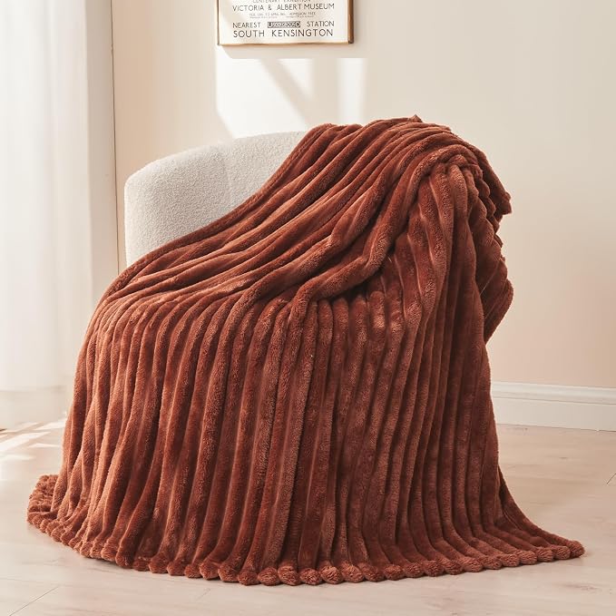 NEWCOSPLAY Fleece Ribbed Cozy Throw Blanket by NEWCOSPLAY