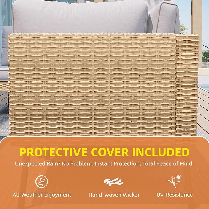 Aoxun 6-Piece Patio Furniture Set, Wicker Outdoor Furniture - Image 7