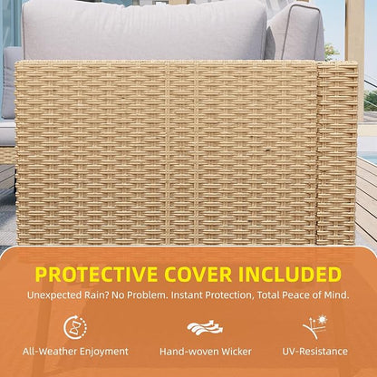 Aoxun 6-Piece Patio Furniture Set, Wicker Outdoor Furniture - Image 7
