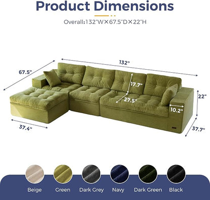 MAXYOYO 132" L Shaped Modular Sectional Sofa - Image 2