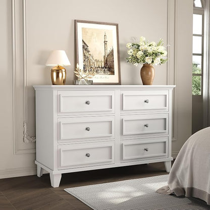 IDEALHOUSE 6 Drawer Dresser, Wooden Storage Chest of Drawers - Image 4