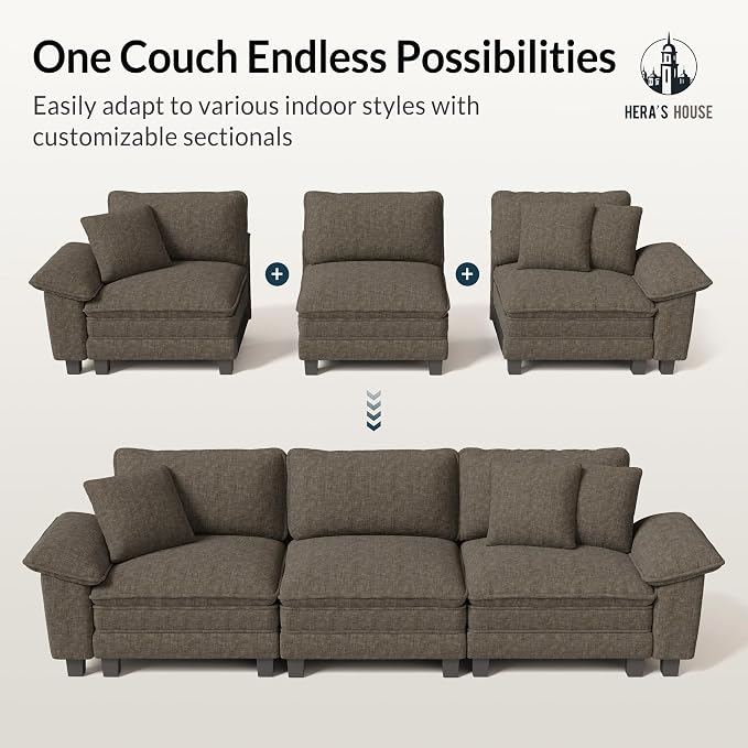 HERA'S HOUSE 124" Modular Sectional Sofa, Oversized U Shaped Couches - Image 7