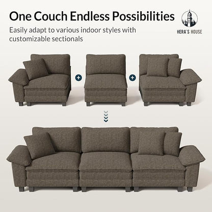 HERA'S HOUSE 124" Modular Sectional Sofa, Oversized U Shaped Couches - Image 7