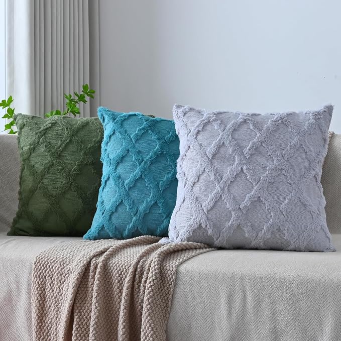Set of 2 Soft Moroccan Throw Pillow Covers 18x18 Inch Plush Boho Decorative - Image 5