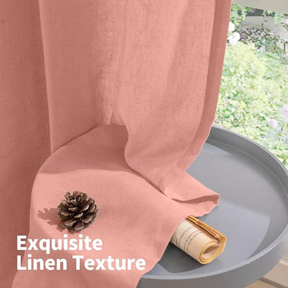 YoungsTex Dusty Rose Linen Curtains 63 Inches Length - Image 7