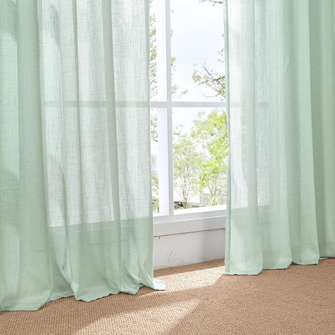 BGment Light Green Linen Curtains 45 Inch Length - Image 8