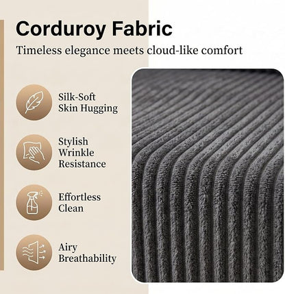 Mid Century Modern Accent Chair, Upholstered Corduroy Armchair - Image 7