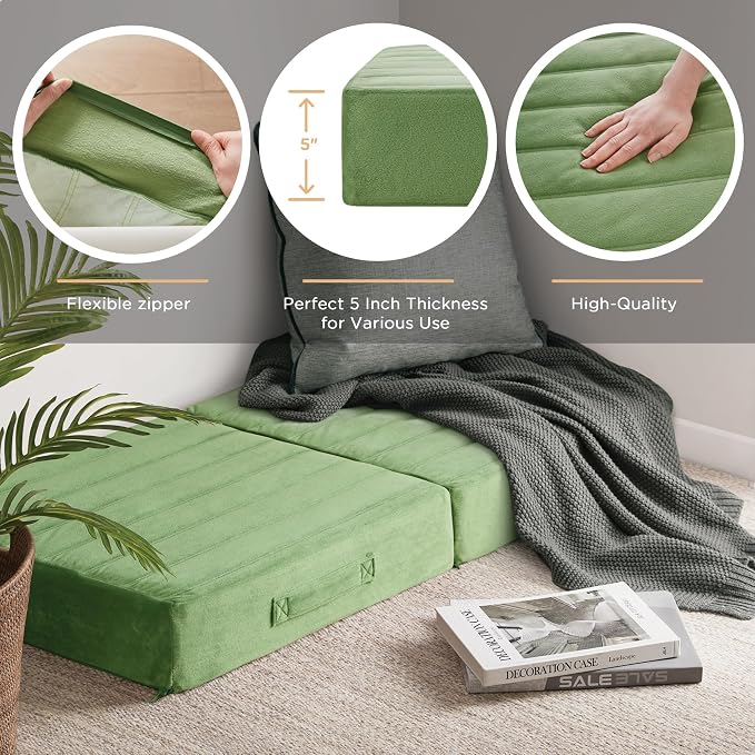 Codi High Density Foam Floor Pillow 2 Sets, Large Meditation Cushions Seating - Image 3
