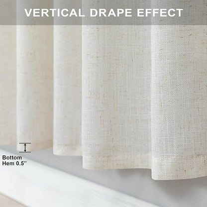 Cream Linen Curtains 38 Inch Width - Image 6