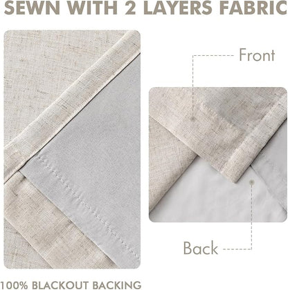 MIULEE Birch Pinch Pleated 100% Blackout Linen Curtains 40x84 Inches | Room - Image 5