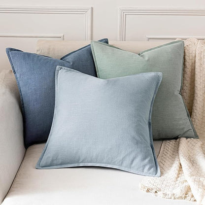MIULEE Decorative Linen Euro Sham Pillow Covers 24x24 Inch Blue Ashes | Boho - Image 5