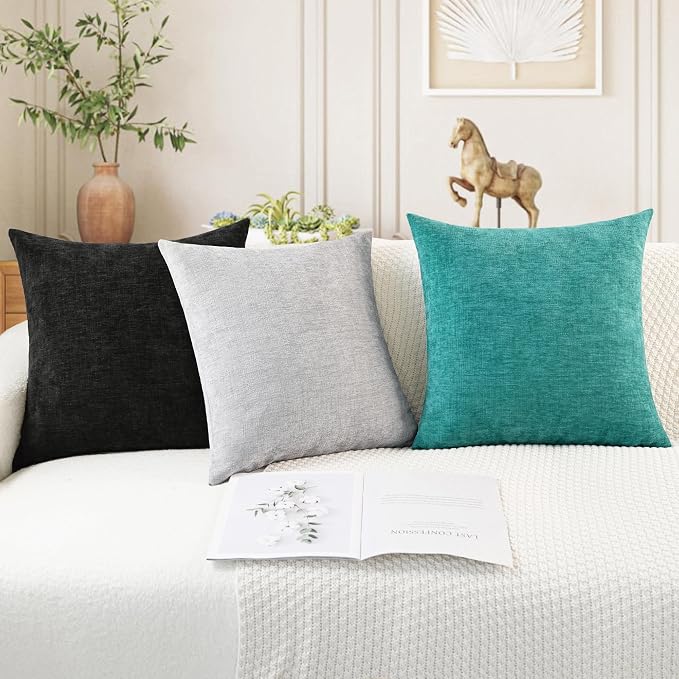 CaliTime Decorative Throw Pillow Covers 24 X 24 Inches Moonbeam Gray | Pack of 2 - Image 5