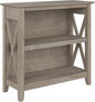 Bush Home Key West Small 2 Shelf Bookcase in Washed Gray, Compact Home Organizer by BushHome