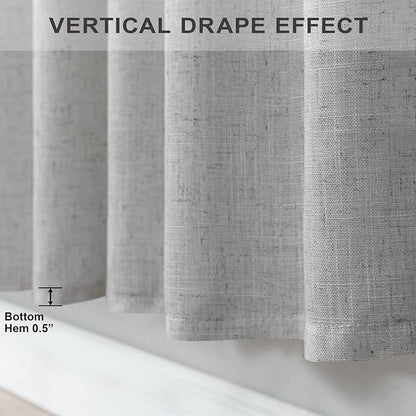 Gray Curtains 38 Inch Wide for Bedroom 2 Panel Set Back Tab Rod Pocket Semi - Image 7