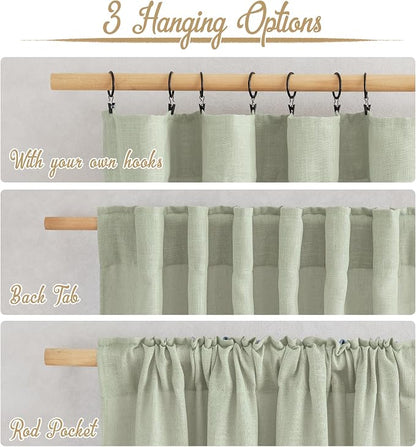 NICETOWN Sage Green Curtains for Living Room, Rod Pocket & Back Tab Natural - Image 4