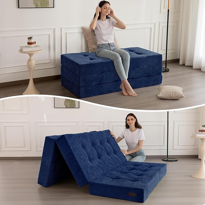 MAXYOYO 6" Folding Sofa Bed for Floor, Tufted Tri-Fold Floor Mattress by MAXYOYO