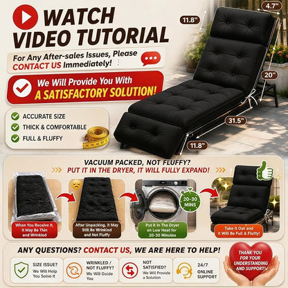 Chaise Lounge Cushion Outdoor, Waterproof Thick Patio Lounge Chair Cushion - Image 3