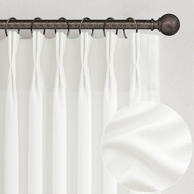 High Ceiling Pure White Extra Long 120 Inch Curtains by PleatedDrapes
