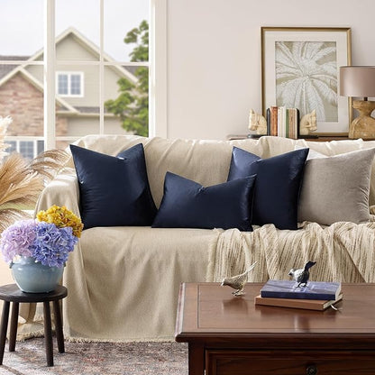 GIGIZAZA Navy Velvet Pillow Covers 20x20 Decorative Pillows Pack of 2 | Blue - Image 6