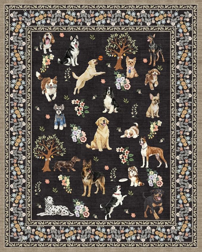 Black Area Rug 5x7 for Living Room Bedroom | Ultra-Thin;Boho Style; Non - Image 2
