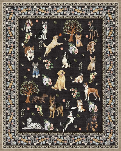 Black Floral Area Rug 6x9 for Living Room Bedroom | Ultra-Thin; Easy Clean; Non - Image 8