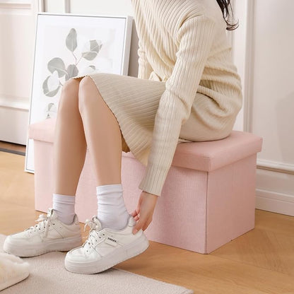 Storage Ottoman Bench Foldable Seat Footrest Shoe Bench End of Bed Storage - Image 5