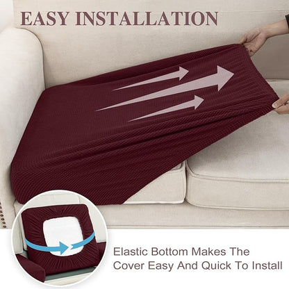 LA MEACK Couch Cushion Cover Seat Cushion Cover Stretch Armchair Cover Separate - Image 5