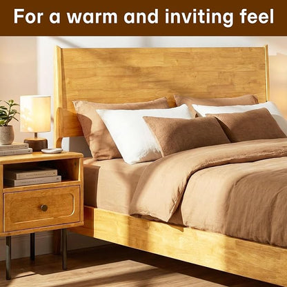 Acacia Haven Queen Bed Frame and Headboard, Solid Wood Platform Bed Frame - Image 8