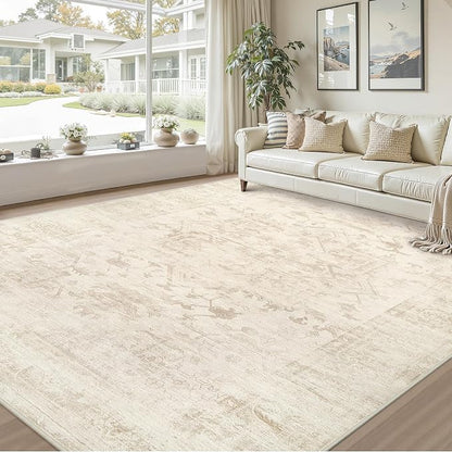 8x10 Area Rugs Living Room: Bedroom Washable Carpet Beige/Brown | Large Vintage - Image 9