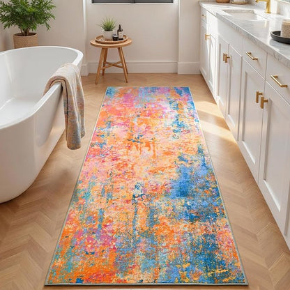 2x6 Rainbow Rug Runners for Hallways Kitchen Runner Rug Non Slip Washable - Image 3