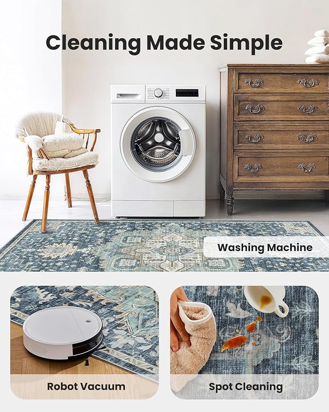 AMADA HOMEFURNISHING 2x5 Washable Runner Rug, Low-Profile Kitchen Rugs - Image 5