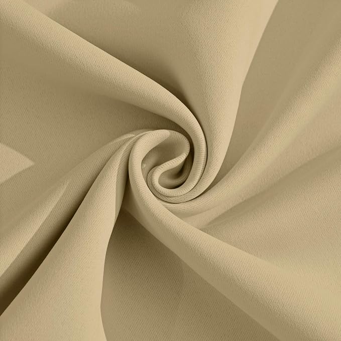 Yakamok Room Darkening Curtains 52x45 inch Length Beige-Living Room | 2 panels - Image 4