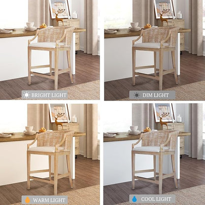 Martha Stewart Farmhouse Counter Height Bar Stools, Handcrafted Rattan Counter - Image 7