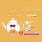 Teabloom Caffeine-Free Petite Blooming Teas - Gift Canister of 12 Assorted Flowering Teas - Ideal with Teabloom Borosilicate Glass Cups or Smaller Teapots