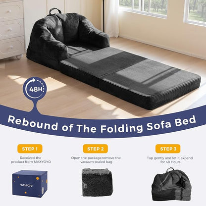 MAXYOYO Folding Sofa Bed with Backrest, Boneless Fold Out Couch Bed with Handle - Image 8