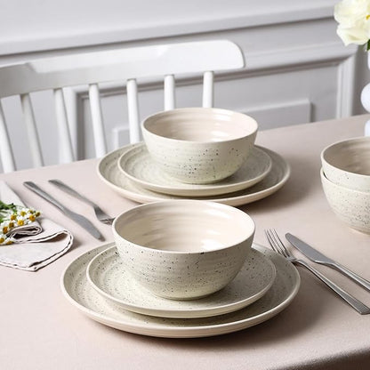 Stone Lain Dua 4-Piece Salad Plate Set Stoneware, White