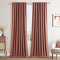 Dusty Rose 100% Blackout Linen Curtains 102 Inch Length 2 Panels Set by Guken