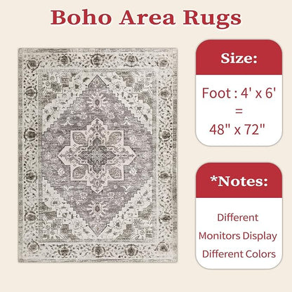 SERISSA 4x6 Washable Non Slip Boho Area Rug - Image 2