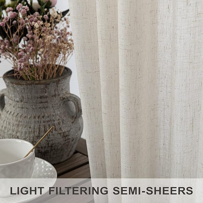 Pitalk Neutral Linen Curtains 40 Inch Length 2 Panels - Image 4