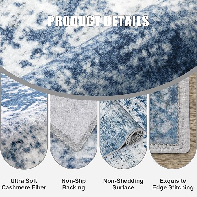 6x9 Area Rug Living Room Rug: Washable Modern Abstract Soft Thin Rug Indoor - Image 7