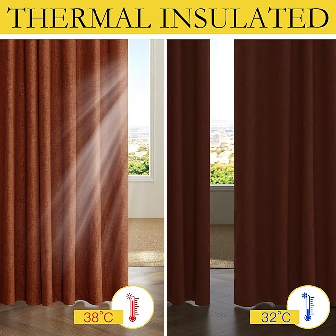 NICETOWN 100% Absolutely Blackout Linen Curtains - Image 3