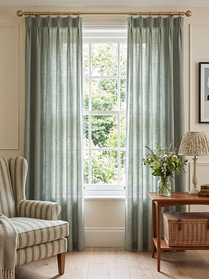 Liz Pinch Pleated Linen Curtains Light Filtering Curtains - Image 3