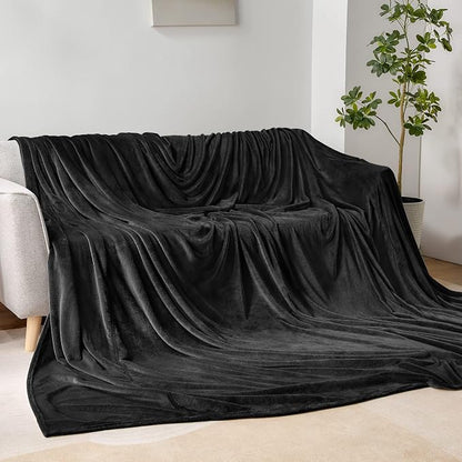 BEDELITE Fleece Blanket Soft Plush Oversized Bed Blanket Black 120"x120" | - Image 4