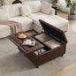 Tbfit Large Square Storage Ottoman Bench, Tufted Upholstered Coffee Table by TBfit